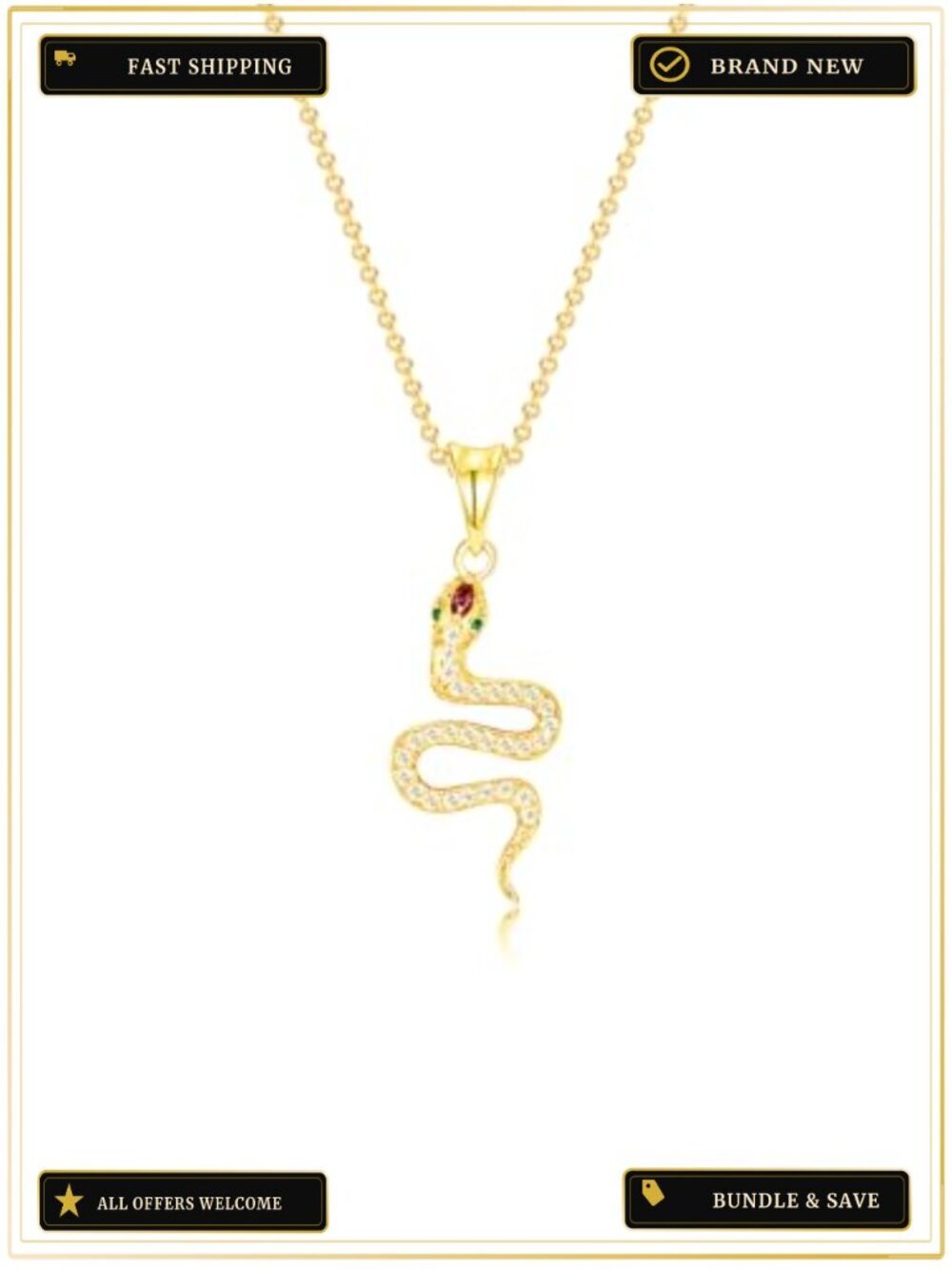 Snake Pendant Necklace Cubic Zirconia Layered Choker Punk Animal Jewelry